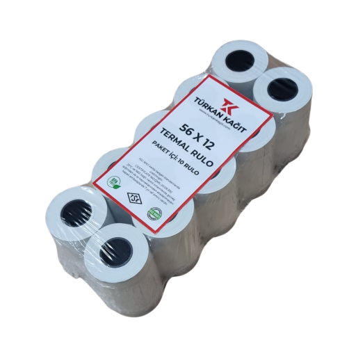 56x12 Termal Rulo Yazarkasa Pos Rulosu BPA Free TSE Belgeli