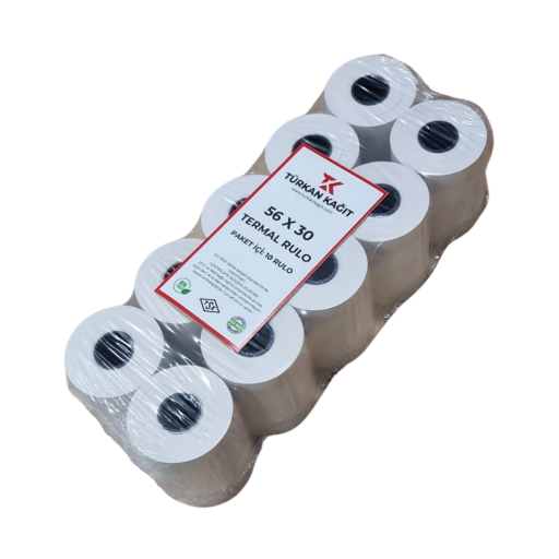 56x30 Termal Rulo Yazarkasa Pos Rulosu BPA Free TSE Belgeli