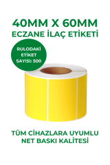 40x60 Sarı Termal Eczane İlaç Tarif Etiketi 500 Sarım