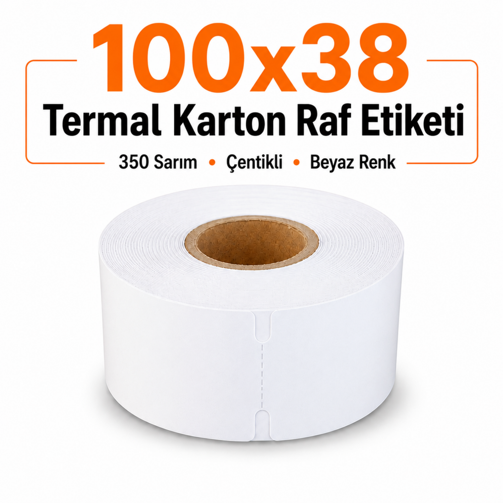 100x38 Termal Karton Raf Etiketi 350 Sarım Çentikli