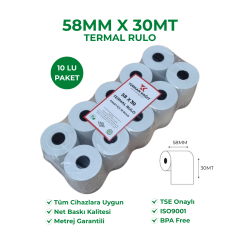 58x30 Termal Rulo Akaryakıt Pompa Rulosu 10'lu Paket