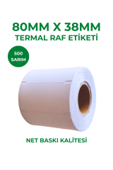 80x38 Termal Karton Raf Etiketi 500 Sarım Çentikli