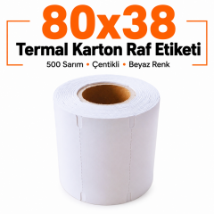 80x38 Termal Karton Raf Etiketi 500 Sarım Çentikli