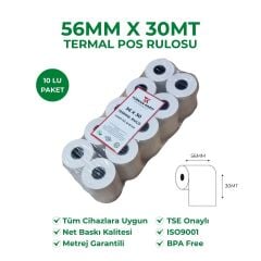 56x30 Termal Rulo Yazarkasa POS Rulosu 350 Adet 1 Koli