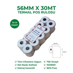 56x30 Termal Rulo Yazarkasa POS Rulosu 350 Adet 1 Koli
