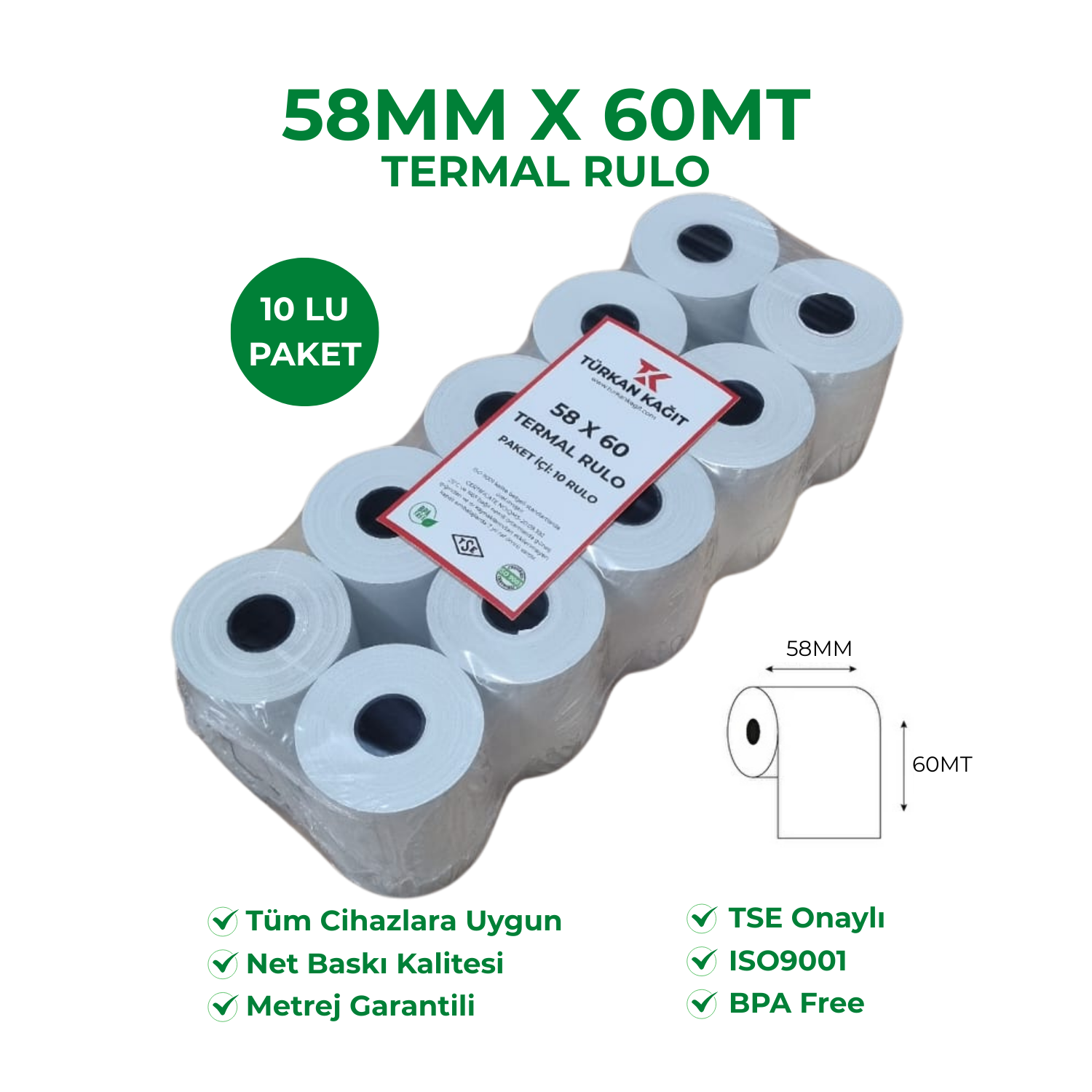58x60 Termal Rulo Akaryakıt Pompa Rulosu 150 Adet 1 Koli