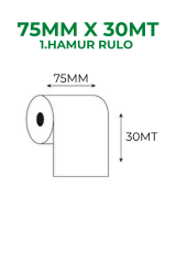 75x30 1. Hamur Tek Nüsha Rulo 200 Adet 1 Koli