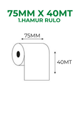75x40 1. Hamur Tek Nüsha Rulo 150 Adet 1 Koli