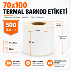 70x100 Termal Barkod Etiketi 500 Sarım 64 Adet 1 Koli