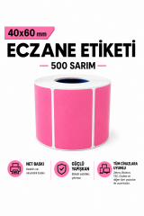 40x60 Pembe Termal Eczane İlaç Tarif Etiketi 1000 Sarım