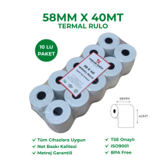 58x40 Termal Rulo Akaryakıt Pompa Rulosu 10'lu Paket