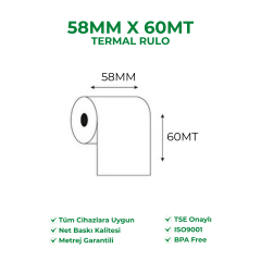 58x60 Termal Rulo Akaryakıt Pompa Rulosu 10'lu Paket